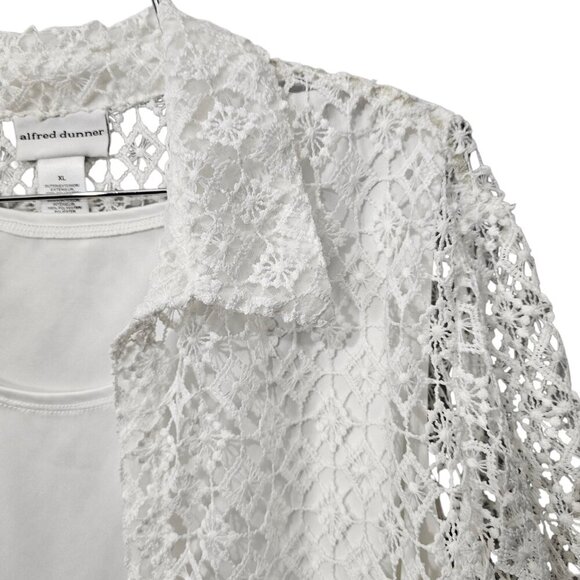 Alfred Dunner English Garden Floral Border Lace Boho Tank Cardigan Top 2in1 - Picture 4 of 8